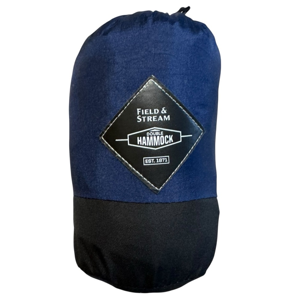 Field & Stream Double Hammock With Straps Nylon Blue Black NWOT